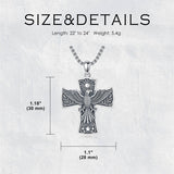 Sterling Silver Eagle Cross Religious Pendant Necklace