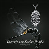 Sterling Silver Personalized  Engraved Dragonfly Urn Necklaces for Ashes