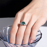 Sterling Silver 4.2 cttw Green Orange Red Moissanite Wedding Band Ring Set