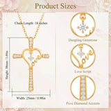 14K Gold Plated Faith Cross Pendant Necklace Religious Gifts for Women