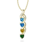 Copper Sterling Silver Personalized 1-6 Simulated Birthstones Mother's Name Heart Pendant Necklace
