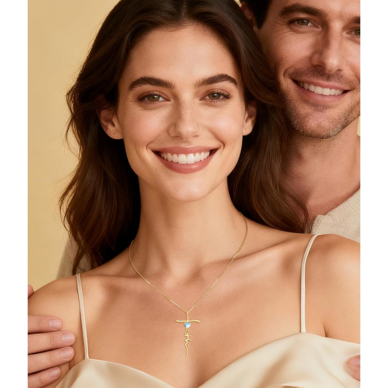 Cross Faith Heart 14K Gold Plated  Birthstone Necklaces for Women