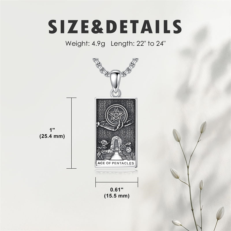 Sterling Silver Lovers Hierophant Magician Three of Swords Wheel of Fortune SkeletonTarot Card Pendant Necklace