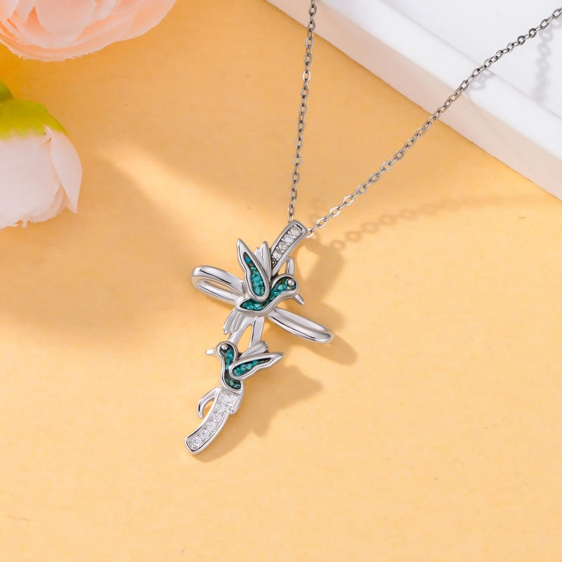 14K Gold Plated Turquoise Turtle Dragonfly Hummingbird Pendant Necklace