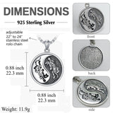 Sterling Silver Yin Yang Wolf Dragon Scorpion Tiger Wolf Phoenix Pendant Necklace