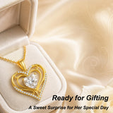 Heart Rose Pendant Necklace for Women  14K Gold Plated Mothers Day  Anniversary Birthday Gift