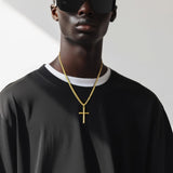 14K Gold Plated Cross Necklace with Cuban Chain for Men