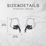 Sterling Silver Fox Frog Leopard Peacock Puppy Animal Hug Hoop Earrings