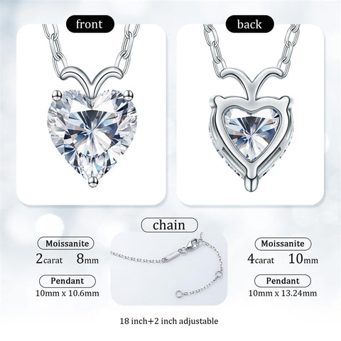 Sterling Silver Heartshap Moissanite Pendant Necklace