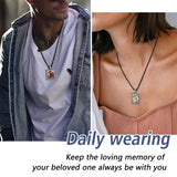 Copper Cubic Zirconia Square Personalized Photo Engraved Pendant Necklace