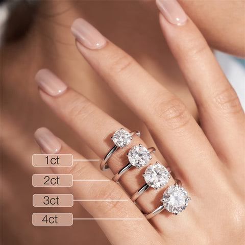 Sterling Silver Simulated Round Moissanite Solitaire Engagement Ring