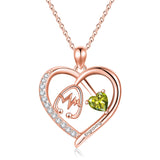 10K 14K 18K Gold Heart Birthstone Personalized Engraved Stethoscope Pendant Necklace