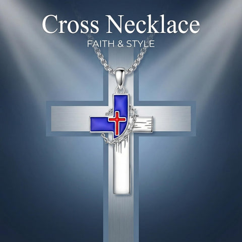 Sterling Silver Cross Pendant Necklace Christian Religious Jewelry Gifts for Anniversary