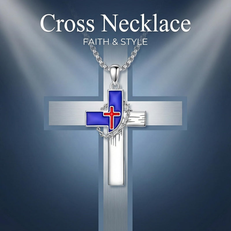 Sterling Silver Cross Pendant Necklace Christian Religious Jewelry Gifts for Anniversary