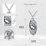 Sterling Silver Oval Paw Prints Dog FootPrints  Heart Rabbit Urn Necklace for Ashes Keepsake Jewelry for Women
