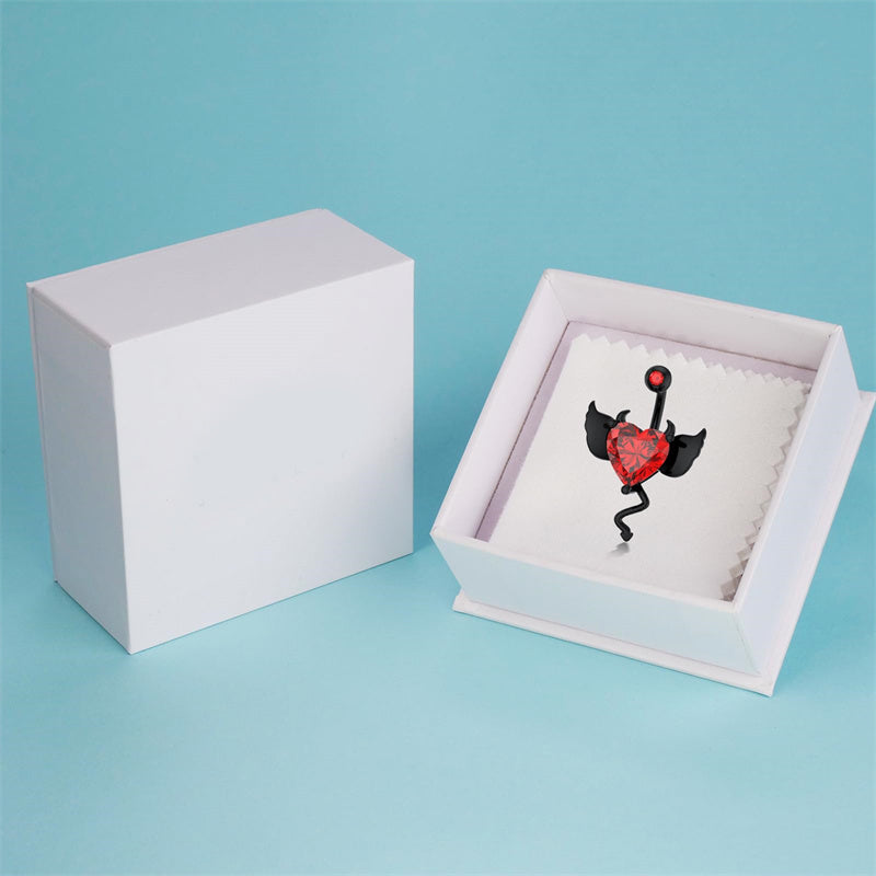 Sterling Silver Cubic Zircon Black Devil Belly Button Ring for Women