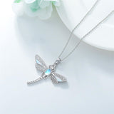 Dragonfly Necklace with Opal & Moonstone 925 Sterling Silver Dragonfly Pendant Jewelry Christmas Birthday Gifts for Women Mom Girlfriend