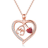 10K 14K 18K Gold Heart Birthstone Personalized Engraved Stethoscope Pendant Necklace
