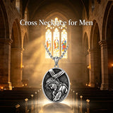 Sterling Silver Praying Hands Angel Sword Wing Cross Pendant Necklace Religious Gifts for Men