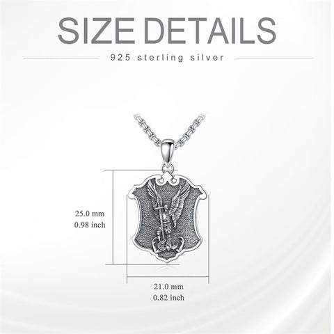 Sterling Silver Crown of Thorns Jesus St Benedict St Michael Pendant Necklace