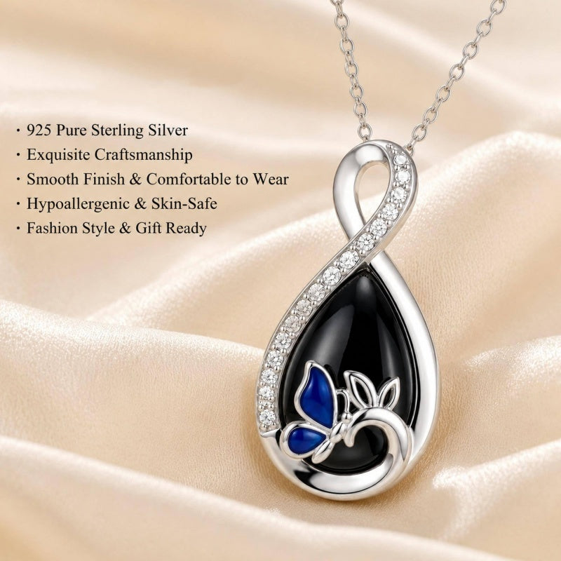 Sterling Silver Teardrop Gemstone Rose Butterfly Infinity Heart Necklace for Women