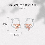 Sterling Silver Fox Frog Leopard Peacock Puppy Animal Hug Hoop Earrings