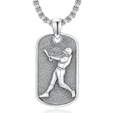 Sterling Silver Dog Tag Baseball Basketball Softball Soccer Pendant Necklace for Men