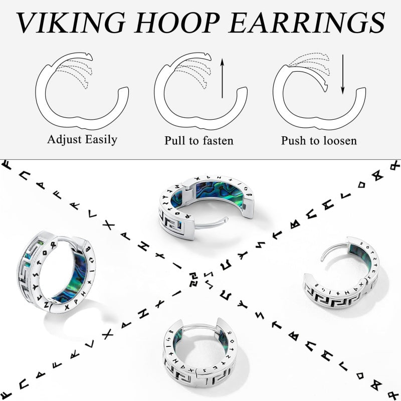 14K Gold Plated  Viking Hoop Earrings