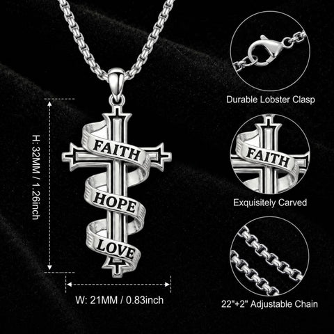 Sterling Silver Cross Pendant Necklace Christian Religious Jewelry Gifts for Anniversary