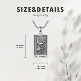 Sterling Silver Lovers Hierophant Magician Three of Swords Wheel of Fortune SkeletonTarot Card Pendant Necklace
