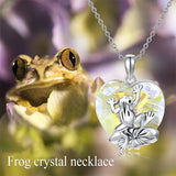 Crystal Frog Necklace Sterling Silver Frog Pendant Birthstone Necklace Jewelry Gift for Women Girl