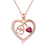 10K 14K 18K Gold Heart Birthstone Personalized Engraved Stethoscope Pendant Necklace