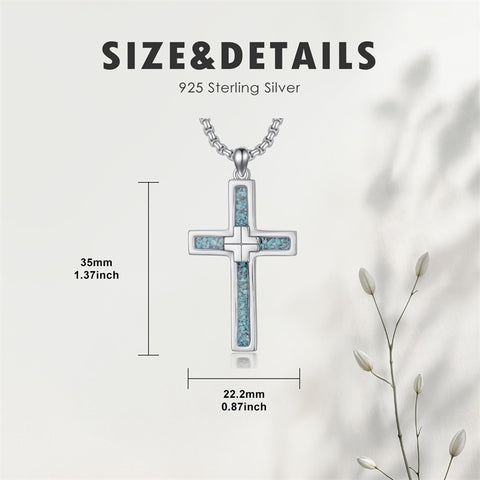 Sterling Silver Cross Christian Pendant Necklace for Men