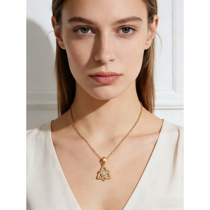 14K Gold Plated Celtic Knot Pendant Necklace Irish Jewelry Gift for Her