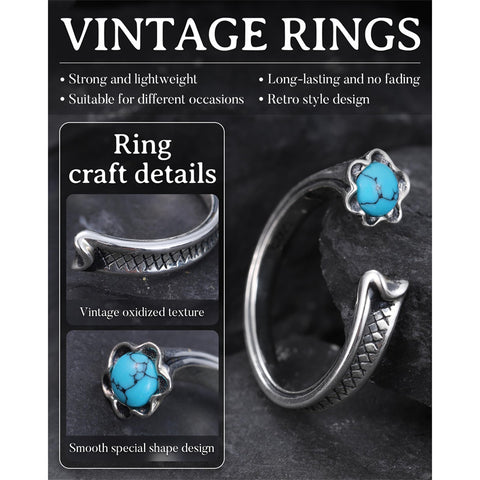 Sterling Silver Turquoise Adjustable  Rings for Women
