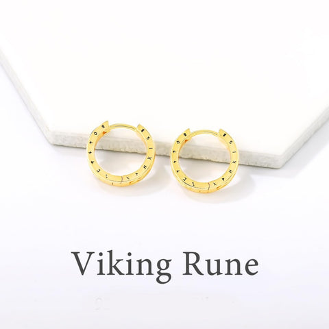 14K Gold Plated  Viking Hoop Earrings