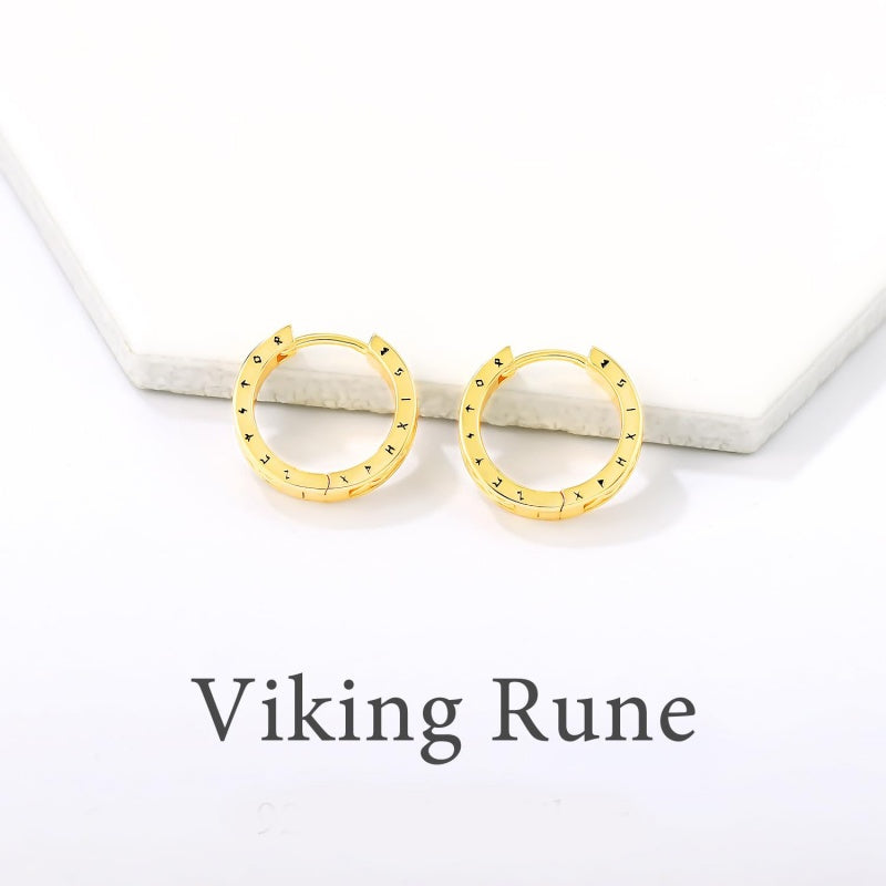 14K Gold Plated  Viking Hoop Earrings