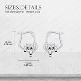 Sterling Silver Fox Frog Leopard Peacock Puppy Animal Hug Hoop Earrings