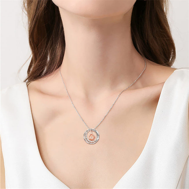 S925 Sterling Silver Rose Keepsake Jewelry Cremation Pendant Eternity Urn Necklace For Ashes - You Are Always In My Heart I Love You Forever