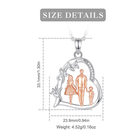 Sterling Silver Cubic Zirconia Mother Daughter Father Daughter Pendant Necklace