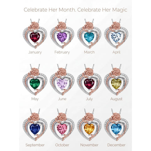 14K Gold Plated  Birthstone Rose Flower Necklaces for Women
