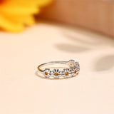 925 Sterling Silver Daisy Flower Ring Paved with Colorful Cubic Zirconia Gift For Women