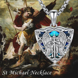 925 Sterling Silver Santa Muerte/Saint Michael/Raphael Necklace Warrior Protect Us Amulet Jewelry Gift for Men Father