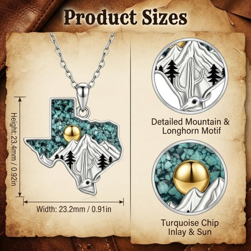 Sterling Silver  Bluebonnets Cow Skull Cowboy Hat Boot Cactus Cowgirl Texas Necklace Texas Necklace