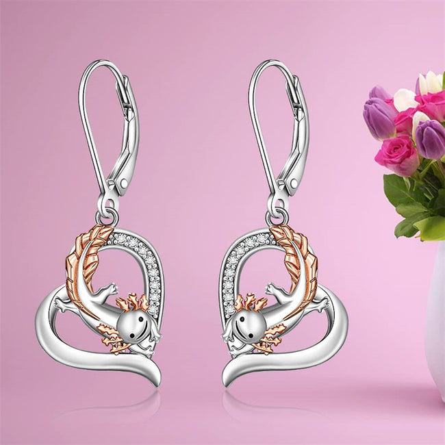 Axolotl Earrings for Women Sterling Silver Leverback Cute Animal Earrings  Lover Mothers Day Christmas Gifts