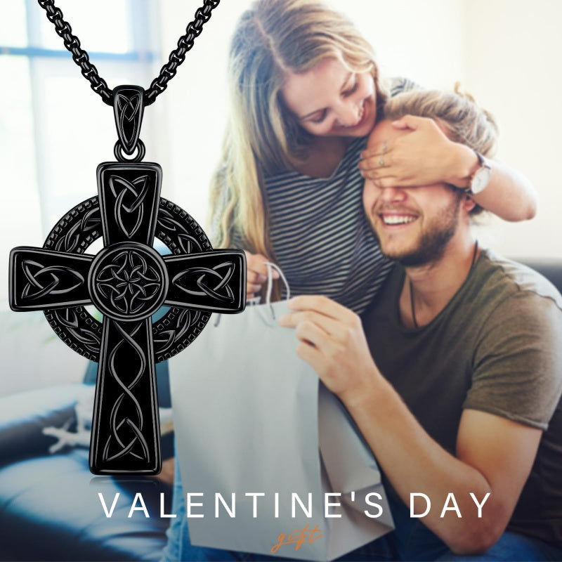 14K Gold Plated Celtic Vikin Cross Pendant Necklace Irish Jewelry Religious Protective Gift
