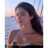 14K Gold Plated Initial Heart Pendant  Necklace Gift for Women Anniversary for Her