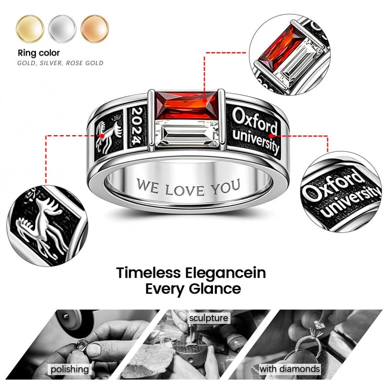Copper Personalized Birthstone High School College Class Ring Graduation Gift
