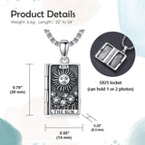 Sterling Silver Sun Moon Lovers Tarot Card Photo Locket Necklace