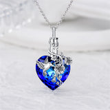 Sterling Silver Heart Crystal Hummingbird Urn Necklace for Ashes